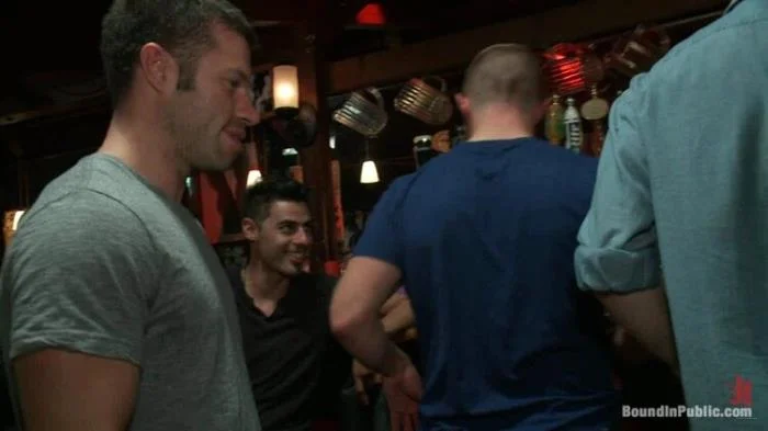 Naked ripped stud gets humiliated and used in a crowded pub BoundinPublic.com / Kink.com [HD 720p]